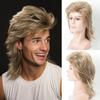 Curly Men Mullet Wigs 70s 80s Rocker Disco Wigs Fake Hair Retro Cosplay Costume Wig Fancy Show