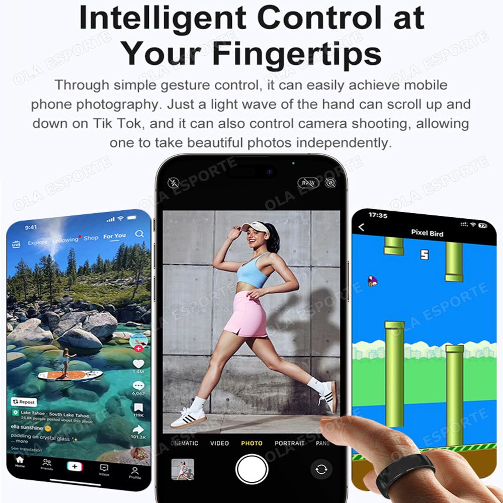 New Smart Ring With Box Heart Rate Stress Monitoring Men Womenes Smartring Gesture Control Waterproof Health Sports Rings