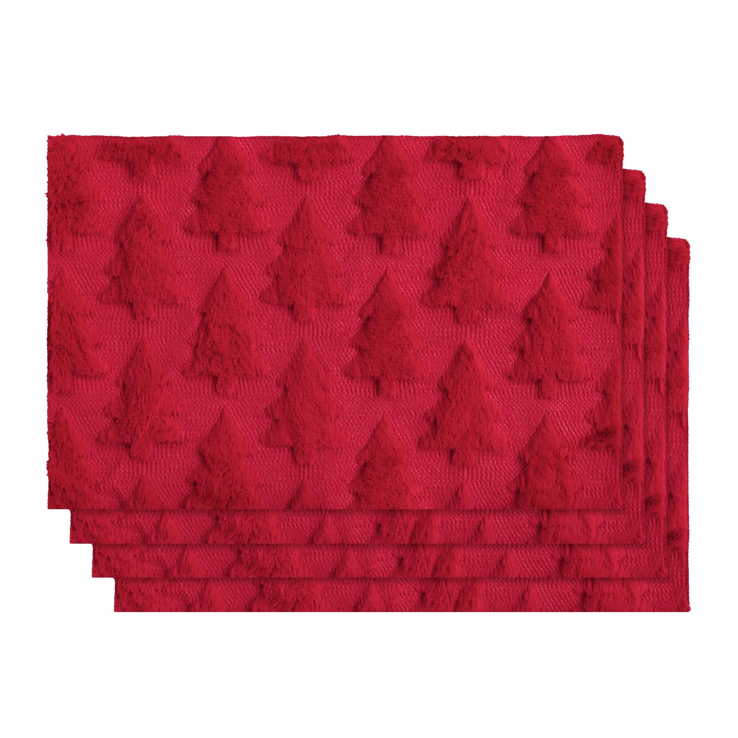 

Xmax Trees Green Christmas Placemats Set of 4, 12x18 Inch Soft Plush Faux Fur Wool Holiday Winter Table Mats for Party Kitchen Dining Decoration 12 x 18 , Rectangular 4 Pcs