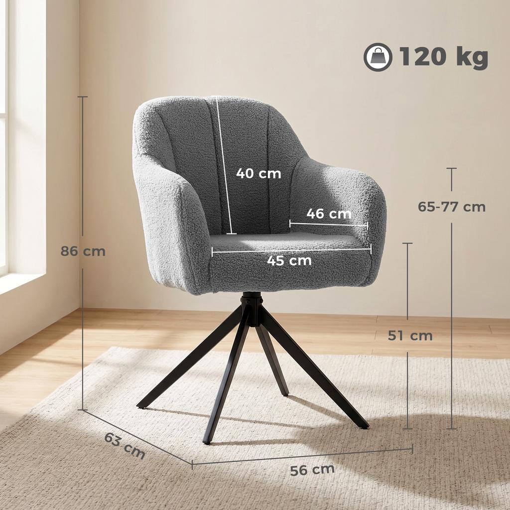 360 Degree Swivel Accent Chair Teddy Fleece Armchair Grey