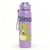 1PC Cute Green Dino Cartoon 750ml Color Plastic Sports Water Bottle Leakproof Flip Straw Lid Suitable for Sports Office Home Use
