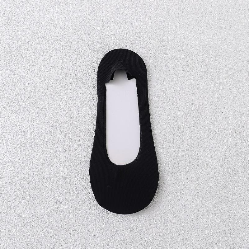 

Женские летние новые носки с круглым вырезом, однотонные, с легким вырезом, тонким краем, невидимые, нескользящие 1 pair чёрный