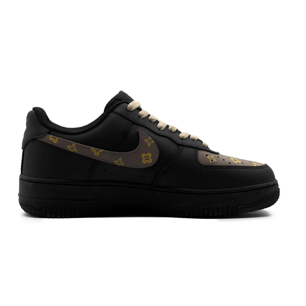 Nike Air Force 1 Luxury Design Leather Abrasion Resistant Slip Resistant Low top Skateboard Shoes Women's Black Brown DD8959-001(Team430-)