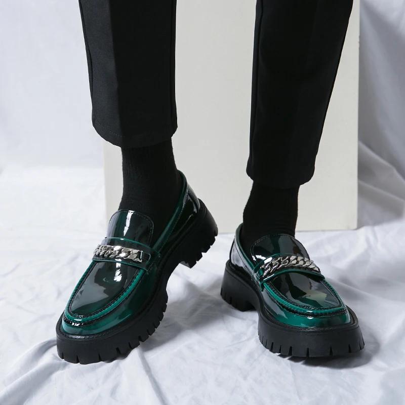 Pánské černé kožené boty Japonsko Harajuku Korejská móda Business Svatba Kožená obuv Pánská Vysoká podrážka Platforma Ležérní Kožené boty