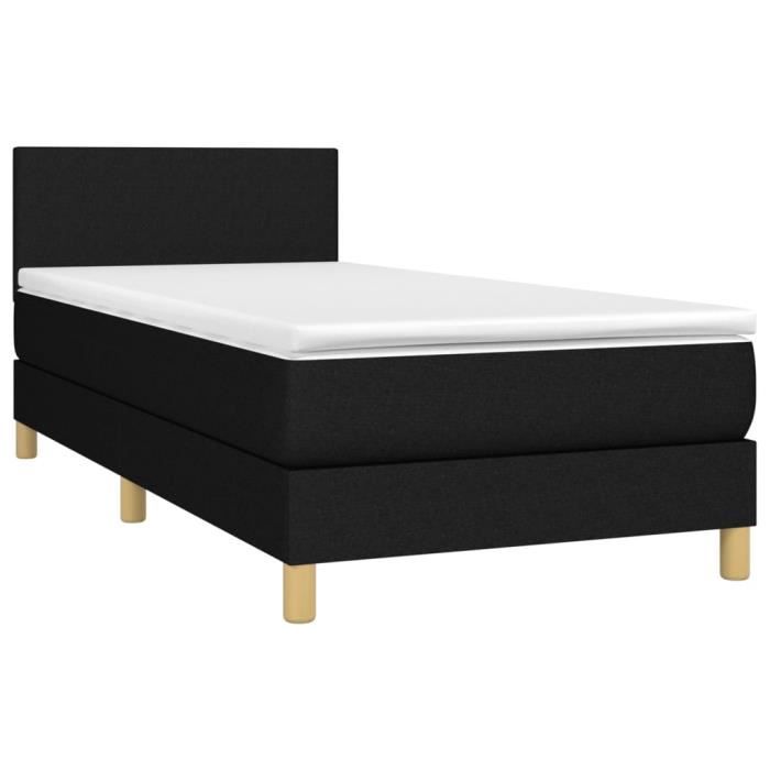 3140411 vidaXL Lit à sommier tapissier et matelas Noir 80x200 cm Tissu