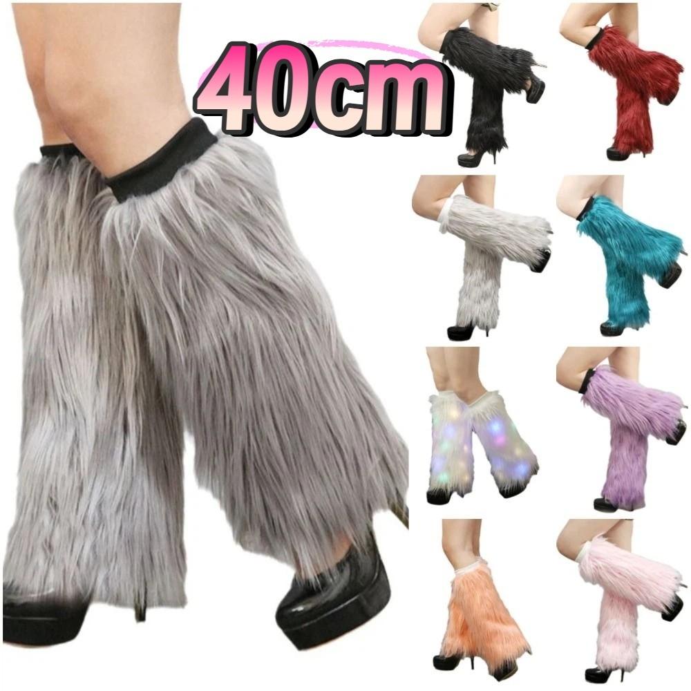 40cm Furry Leg Warmers Japanese Style Long Tube Sock Harajuku Style Lolita Boots Cover Women