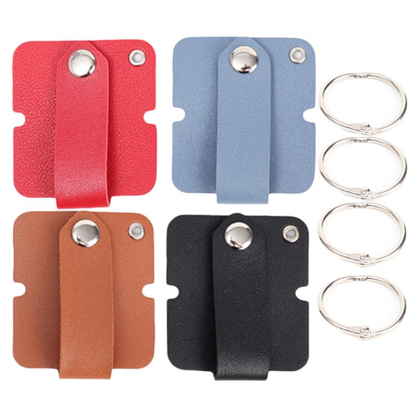 

4pcs PU Leather Cable Clip With Key Ring Earphone Cord Holder Buckle Cable Winder Cable Wire Organizer For Phone USB Charger Dat