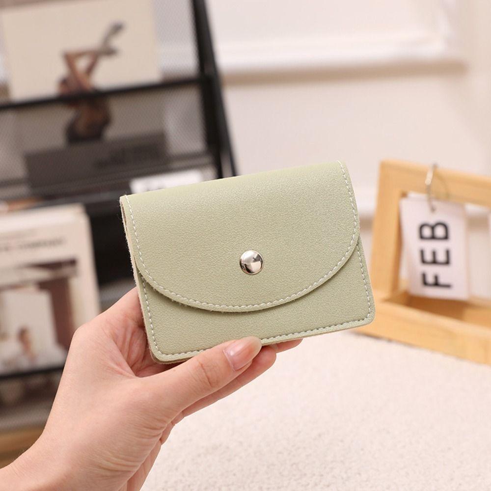 

Magnet Buckle Mini Wallet Korean Style Solid Color Card Holder Fashion Design Thin Card Bag Women зелёный