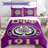3pcs Custom Name Cartoon Omega Psi Phi Bedding Set Duvet Cover Closure Includes 1 Duvet Cover & 2 Pillowcases for All Seasons Bedroom Decor