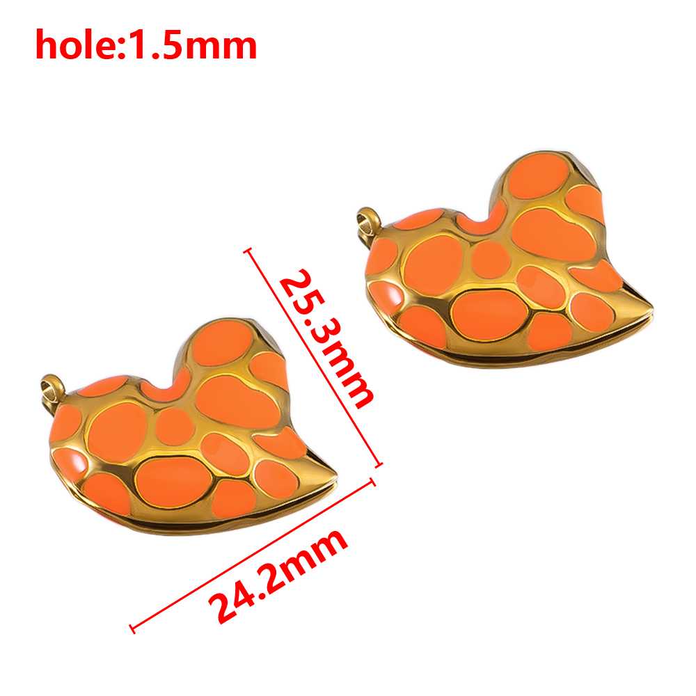 2pcs Stainless Steel Orange Enamel Retro Anklet Charm Bohemia Gold Plated Pendant Base for DIY Earring Necklace Jewelry Findings