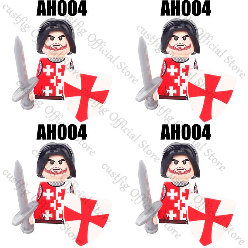 Mittelalterliche Militärsoldaten Figuren Bausteine Löwenherz Deutscher Ritter Waffe Infanterie Schild Helm Burg Hexe Steine Spielzeug