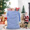 Plaid Pattern Christmas Santa Sack Drawstring Closure Reusable Drawstring Christmas Sack Wide Opening Christmas Present Bag