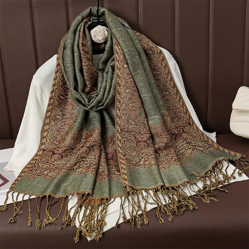 Luxury Cashmere-Feel Wrap Scarf Women Winter Warmth Elegant Jacquard Print Shawl Lightweight Stylish Accessory