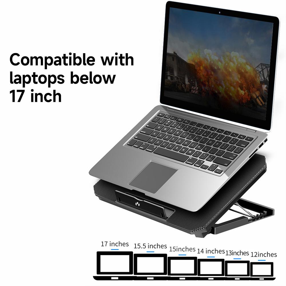 MC Q100 Laptop Cooler 2-fan Laptop Cooling Stand Low Noise Design with 4- Height Dual USB Ports Wide Compatibility