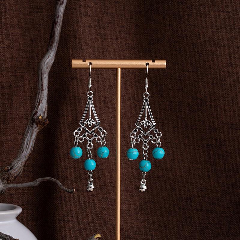 Tibetan Ethnic Bohemian Tassel Turquoise Earrings