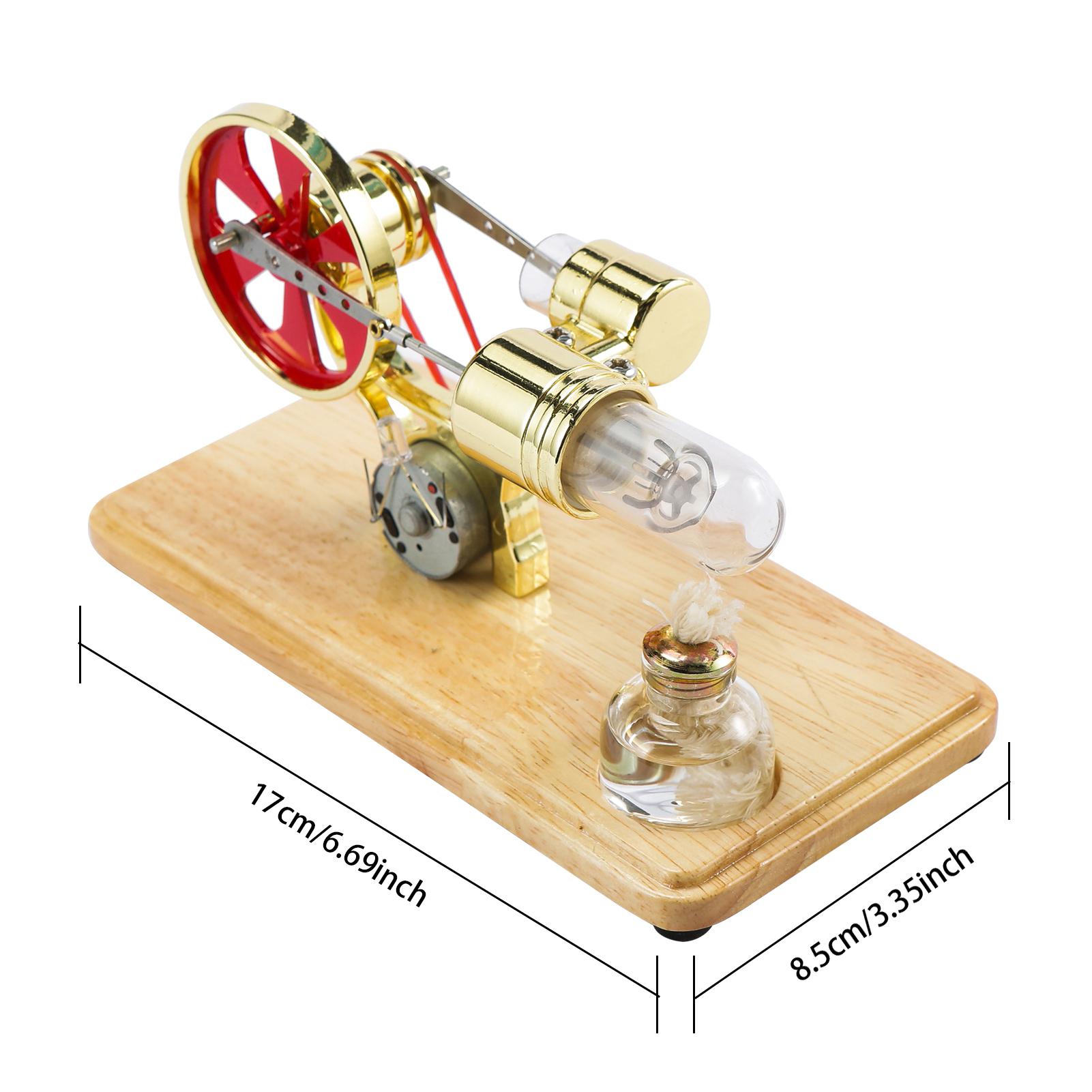 

Набор двигателя Стирлинга Модель двигателя-генератора электричества Физическая модель генератора со светодиодной подсветкой Конструкция маховика Наука золотой