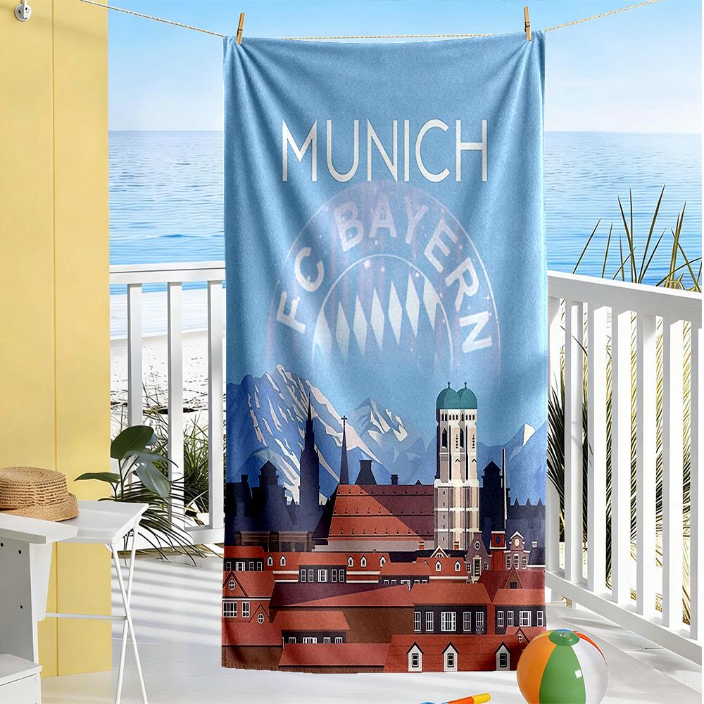 Bayern Munich Beach Towel Super Soft & Absorbent Comfortable Lightweight Suitable for Sports, Travel, Swimming, Yoga, Bathroom, Beach, And Pool