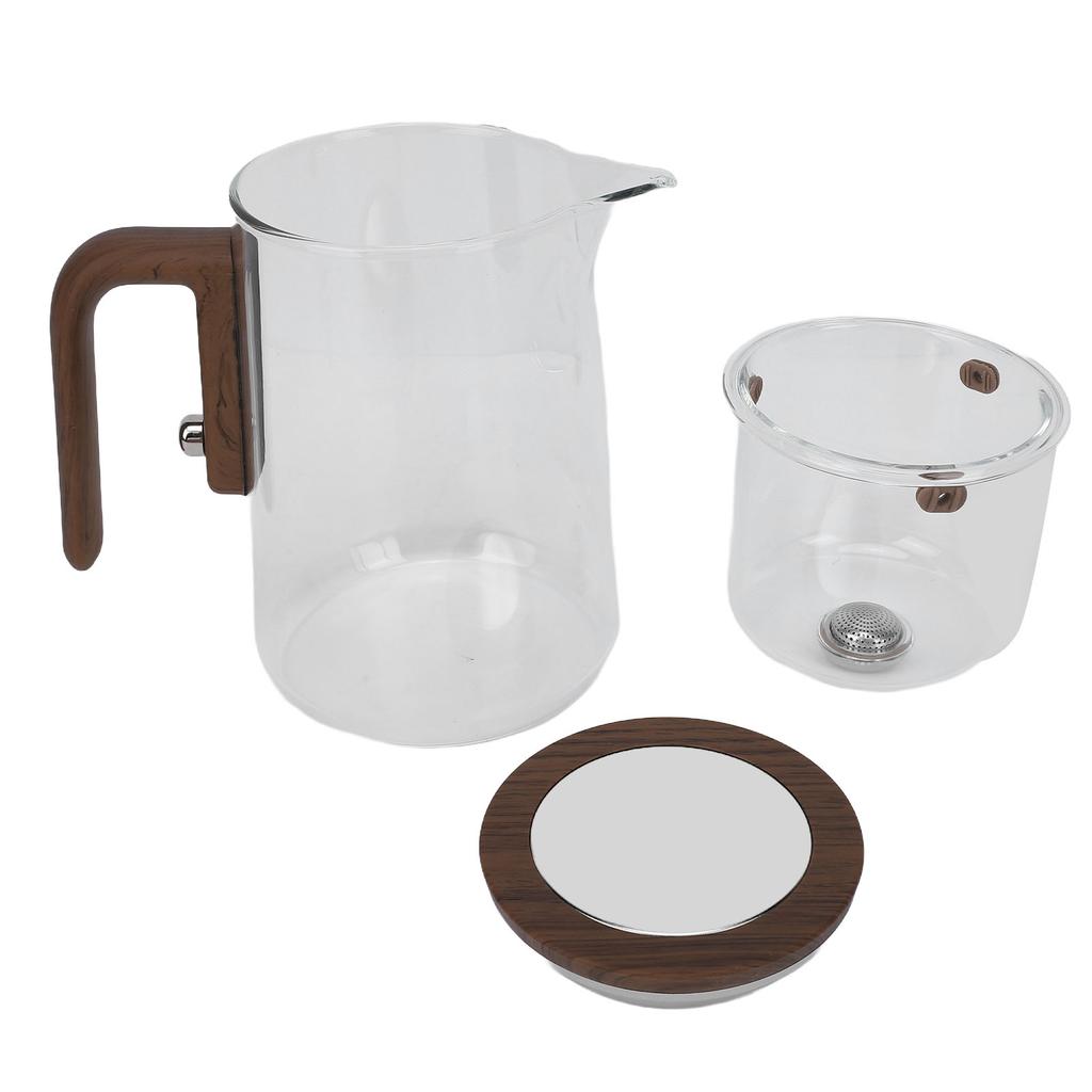 Water Separation Teapot Heatproof Glass Teapot Transparent 800ml Tea Kettle for Home Restaurant