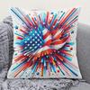 Patriotic USA Flag Pillowcase, Red White Blue Starburst Cushion Cover, Abstract American Independence Day Home Decor for Sofa