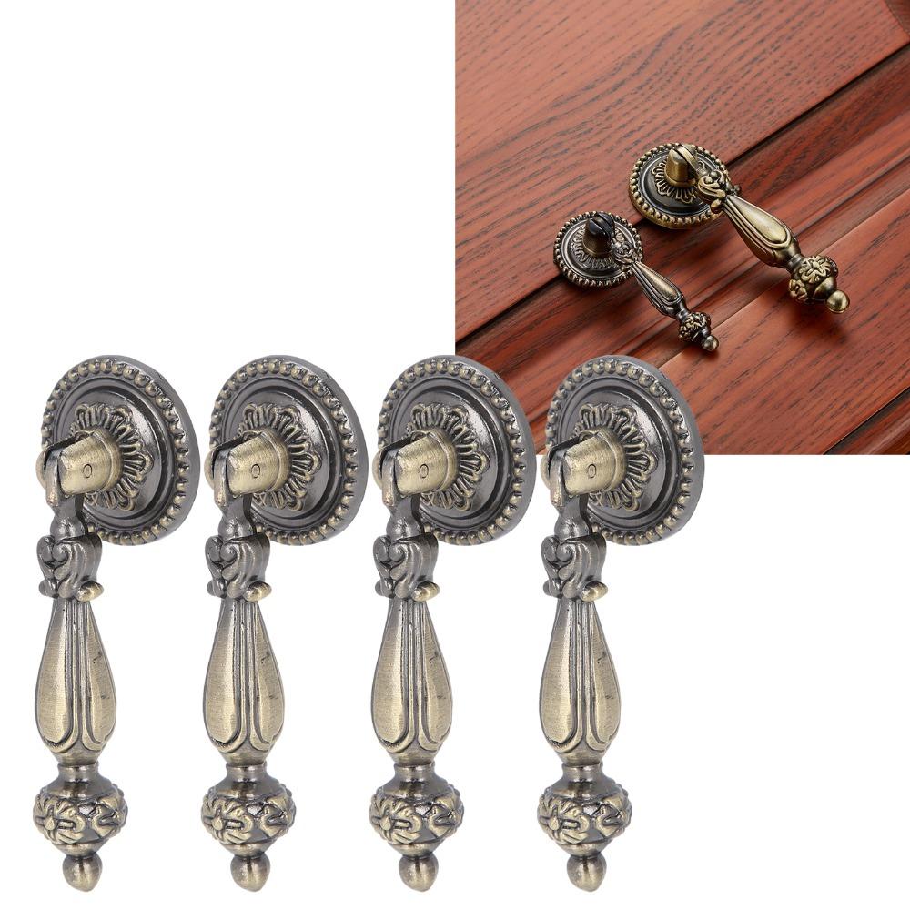 4 PCS Big Size Antique Style Handles Retro Copper Bronze Tear Drop Pulls Cabinet Upgrade