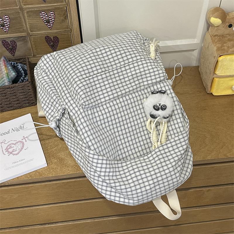 Campus Schoolbag Women's Plaid Backpack Student Large Capacity Backpack
