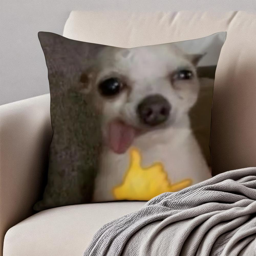 Abstract Cute Funny Pet Dog Meme Cushion Cover Pillowcase Antidustmite Invisible Zipper Short Plush Sofa Cushion