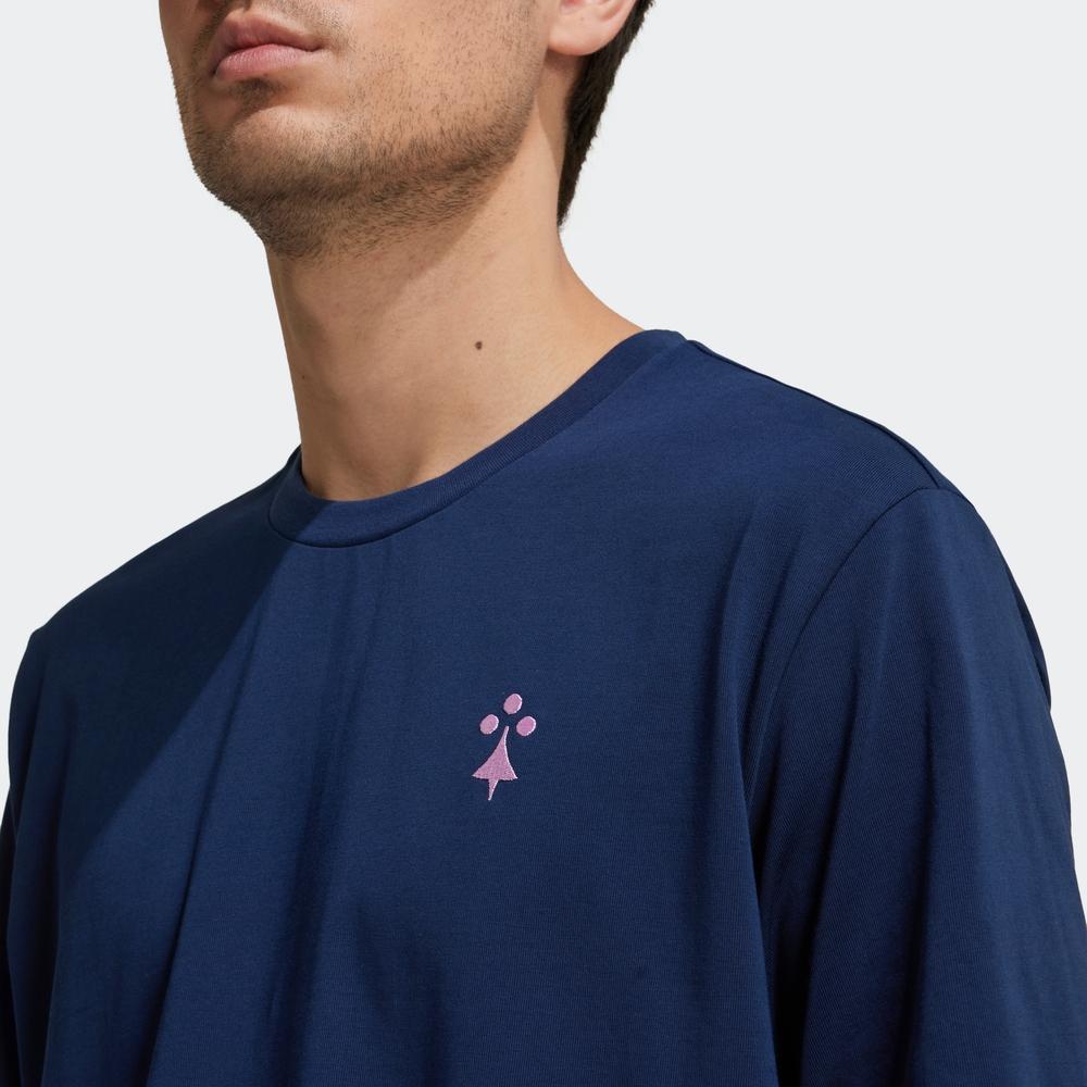 Adidas T Shirts Men's Blue Crew Neck Moderate Straight Fit HL0562