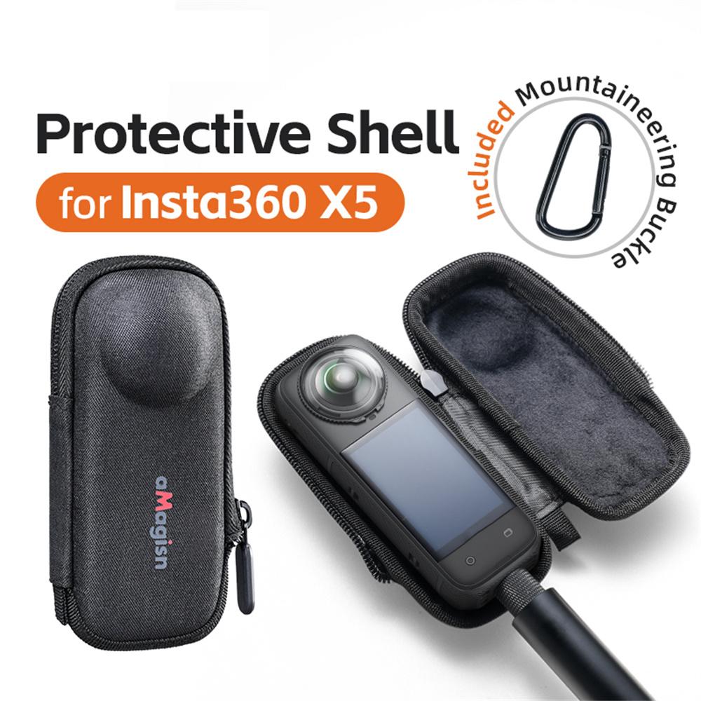AMAGISN For Insta360 X5 Camera Protective Case Fleece Lined EVA Shell Storage Bag