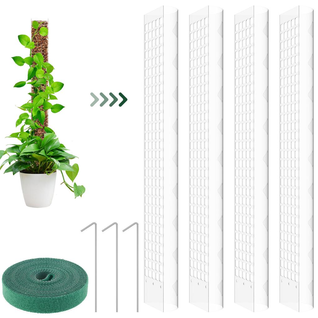2/4/6Pcs Moss Pole Plastic Plant Pole Stick Reusable Transparent Plant Support Gardening Supplies Accessory for Climbing Plants