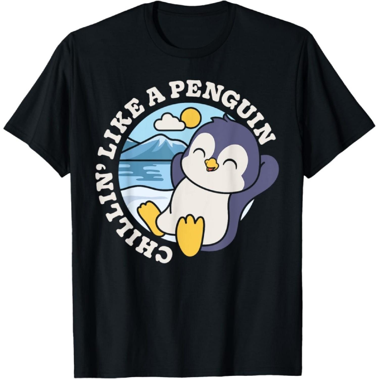 Chillin  Like A Penguin Funny Men Women Boys Girls Cute Bird T-Shirt S чёрный