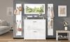 89.5*23*96.5cm Hallway Wardrobe Set 4-Piece with Mirror, 2 Hat Shelves and High Gloss Shoe Cabinet, with 8 Clothes Hooks, White