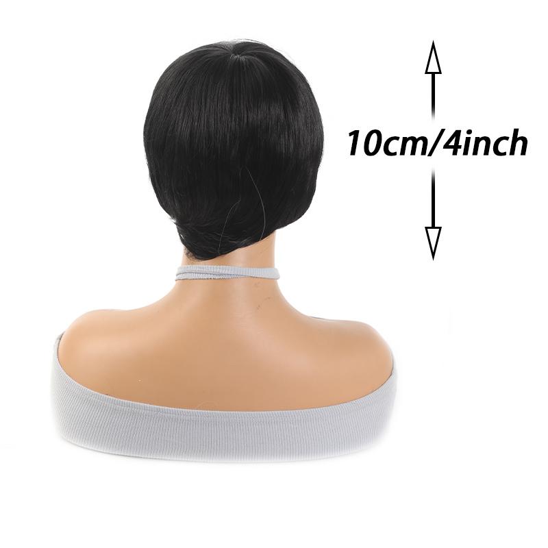 Schwarze, kurze, glatte Perücke für Mädchen, synthetische, kurze, glatte Perücke für den täglichen Gebrauch, natürlich und bequem