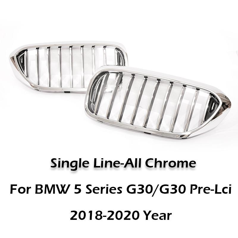 Chrome Grille Double Single Line M Color Grill For BMW 5 Series G30 Pre-facelift 2017-2020 Racing Style 525 530 540 Accessories Single Chrome