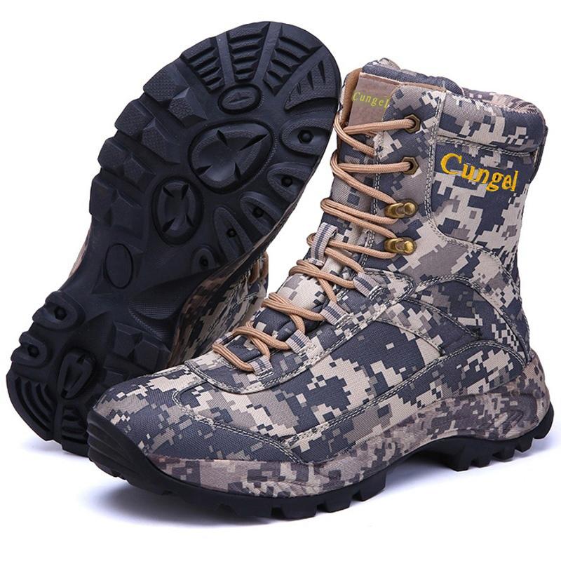 Herren Camouflage Jagdstiefel wasserdichte Wanderstiefel rutschfest leicht atmungsaktiv langlebig Outdoor-Schuhe hochgeschnitten Angeln Wandern