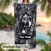 Forest Creatures Night Theme Quick Dry Beach Towel Custom Name Text Print Large Sand Resistant Towel Beach Vacation