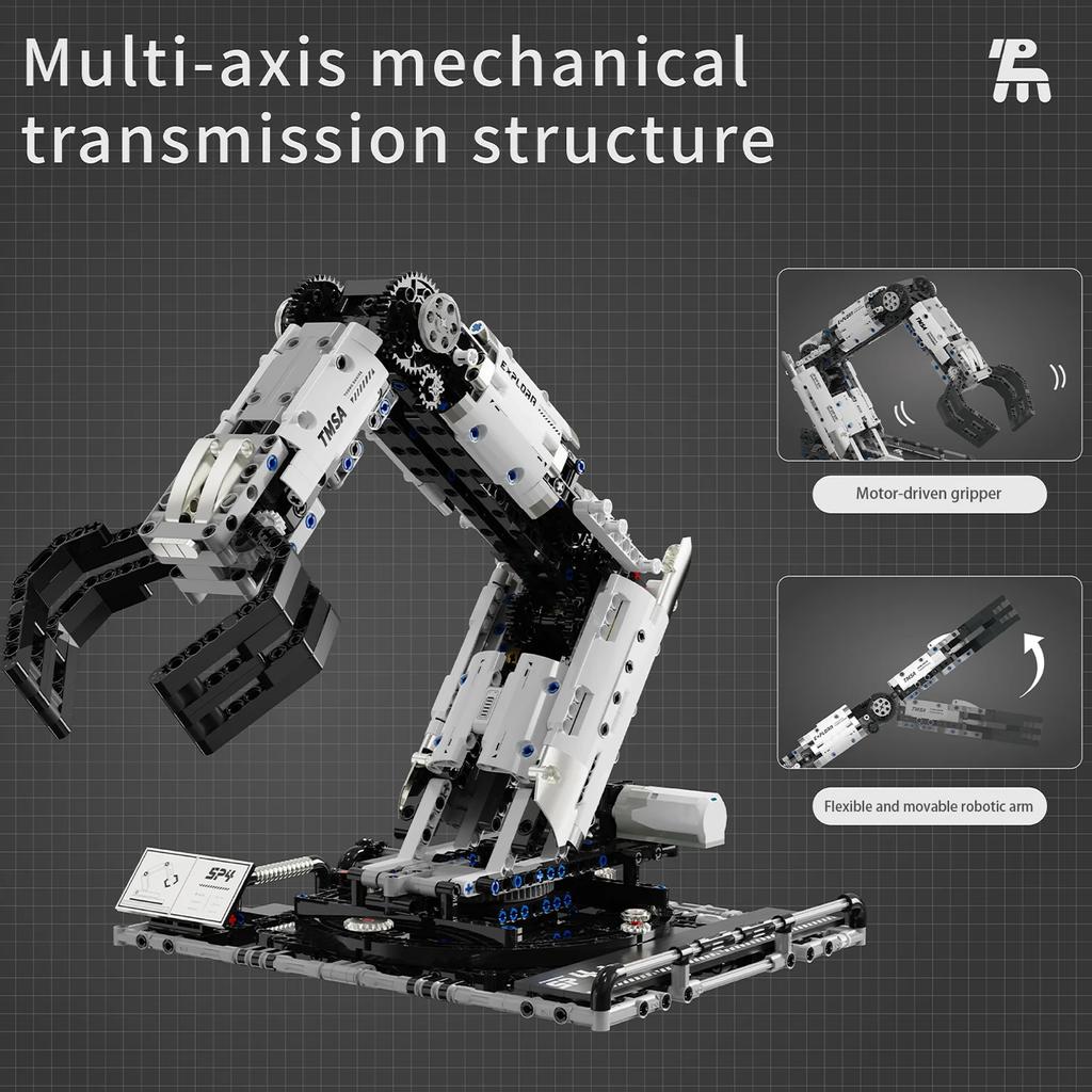 Non-Toxic 1029Pcs Robotic Arm Building Blocks Set Remote Mechanical Arm Model Bricks Desktop Decoration Diy Toys For Kids Holiday Gifts