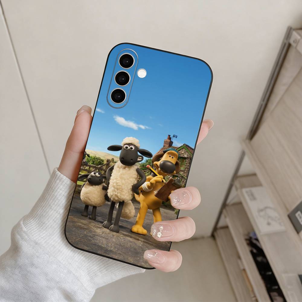 S-Shaun The Sheep  Phone Case For Samsung Galaxy A73,A72,A71,A70,A53,A52,A51,Others Soft Black Cover