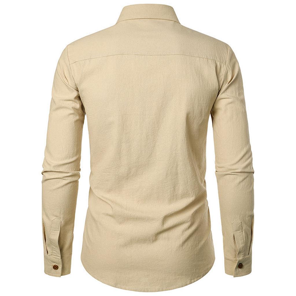 Men'S Long Sleeved Shirt Casual Solid Color Shirt Paired With Shirt