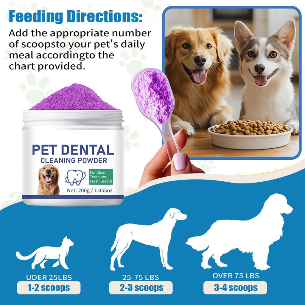 Pet Oral Cleaning Tooth Powder 200g Tartar Stain Cleaning Tool Cats And Dogs Clean Teeth And Freshen Breath