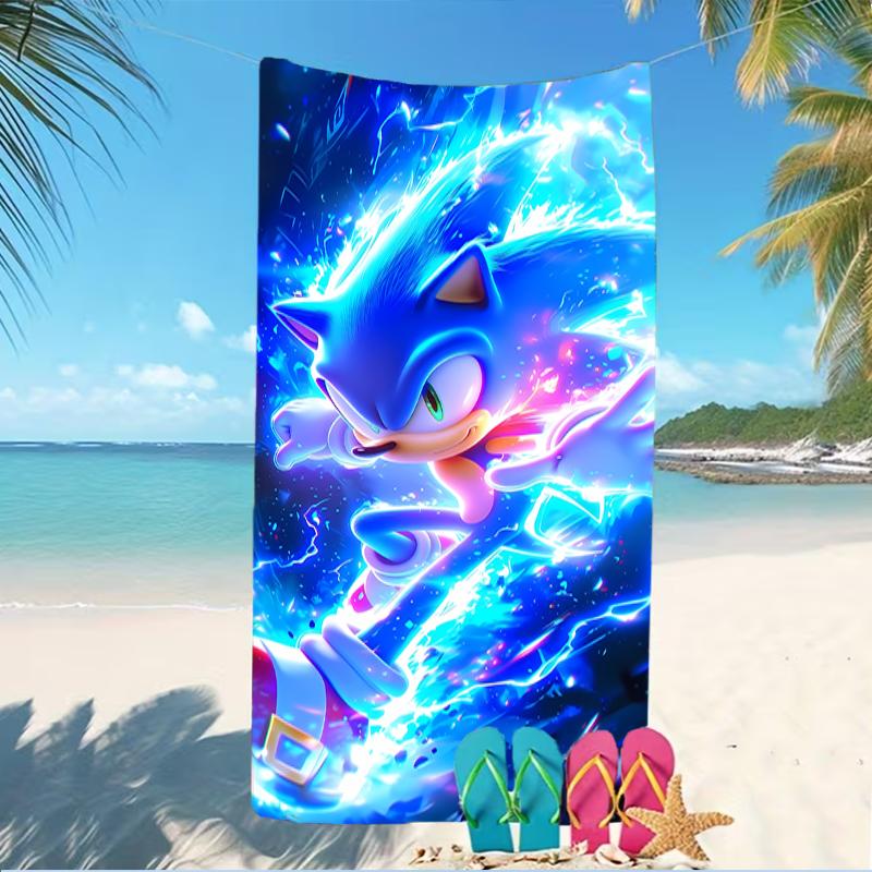 Beach Towel with Sonic the Hedgehog Pattern - Soft,absorbent,machine Washable Lightweight&Modern,swimming,Travel Essentials