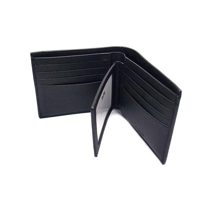Coach Compact Casual Keychain Calfskin Card Holder Wallet Men Wallet Black 64118-BLK