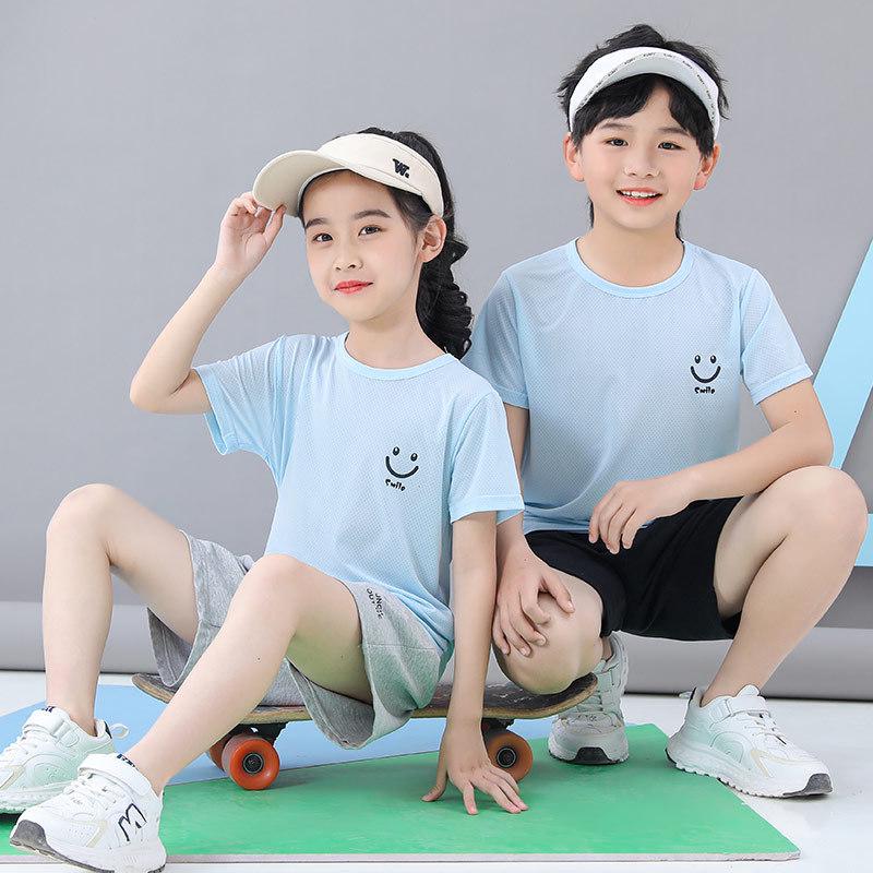 2023 Summer Kids' Short Sleeve Ice Silk T-Shirt - Boys' & Girls' Casual Wear
