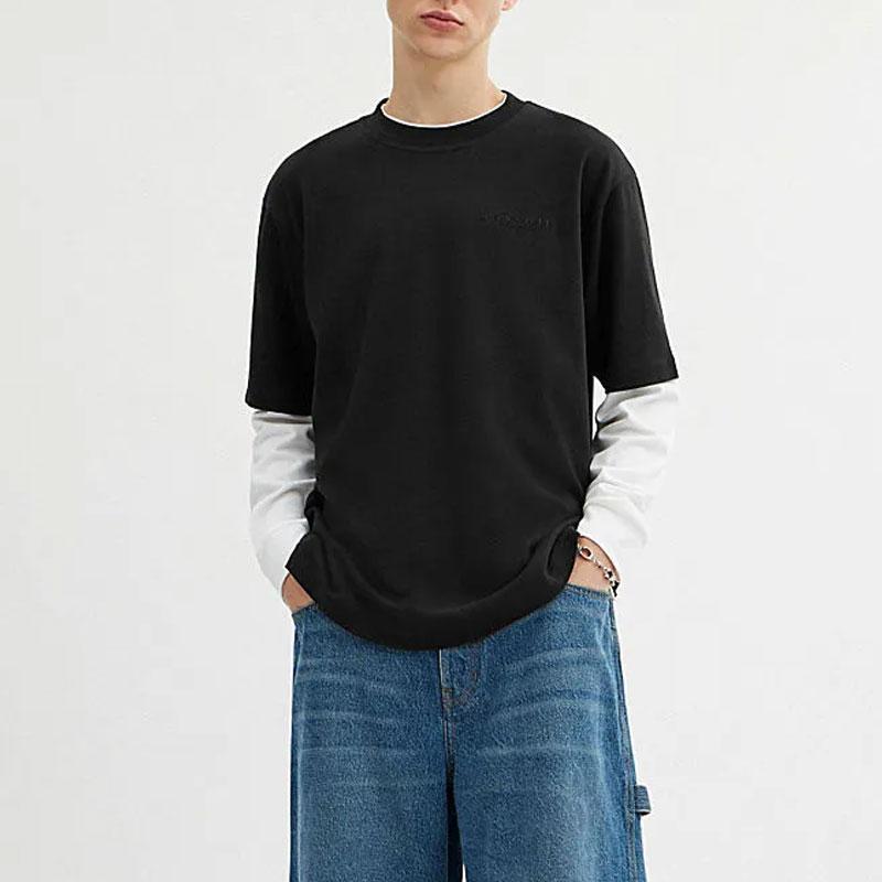 Coach Solid Color Round Neck Pullover Short Sleeve T-Shirt Men Tops Black CU383-BLK