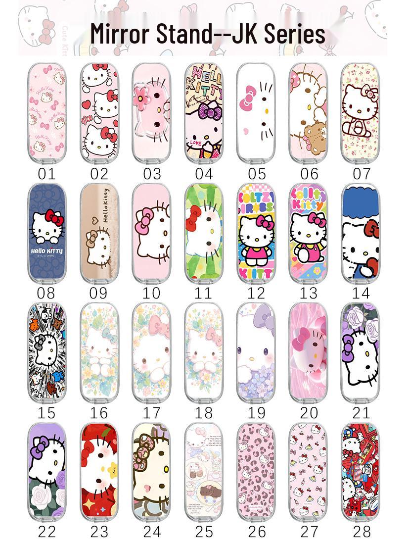 

Hello Kitty Folding Phone Stand & Mirror with Brush - Ideal for Video Watching Matte Textured