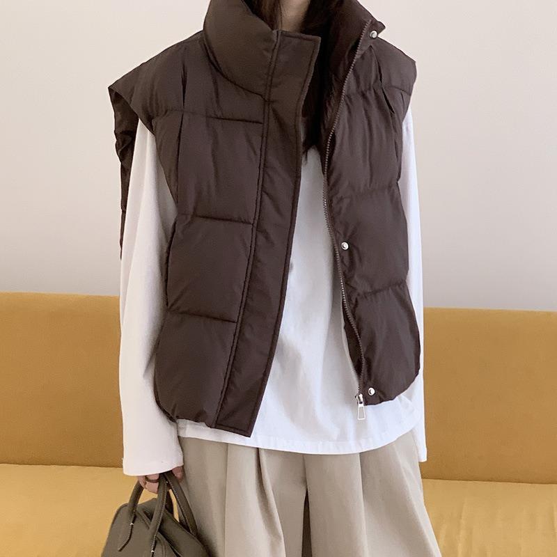 Winter new stand-up collar versatile short vest fashionable versatile cotton vest thin women's coat