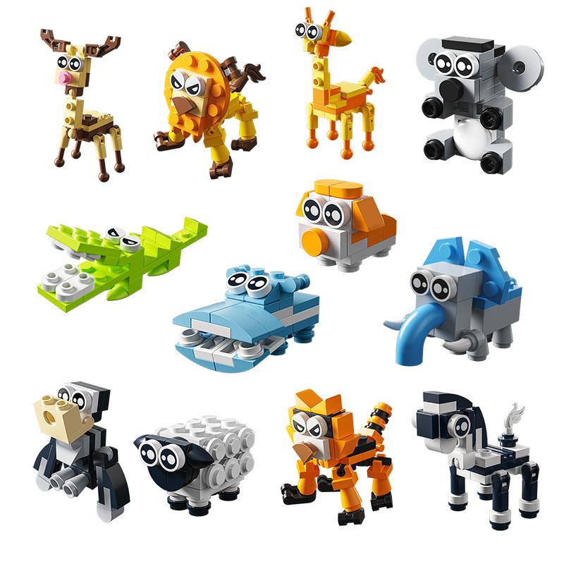 12-in-1 Animal Blocks Educational Toys Children's Gift Creative Intelligence Development Playsets Small Animals Building Blocks