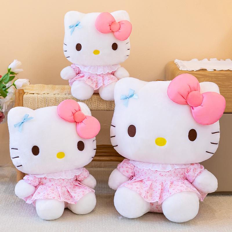 Cartoon Kitten Floral Dress Plush Toy - Cute Cat Doll & Cushion Gift
