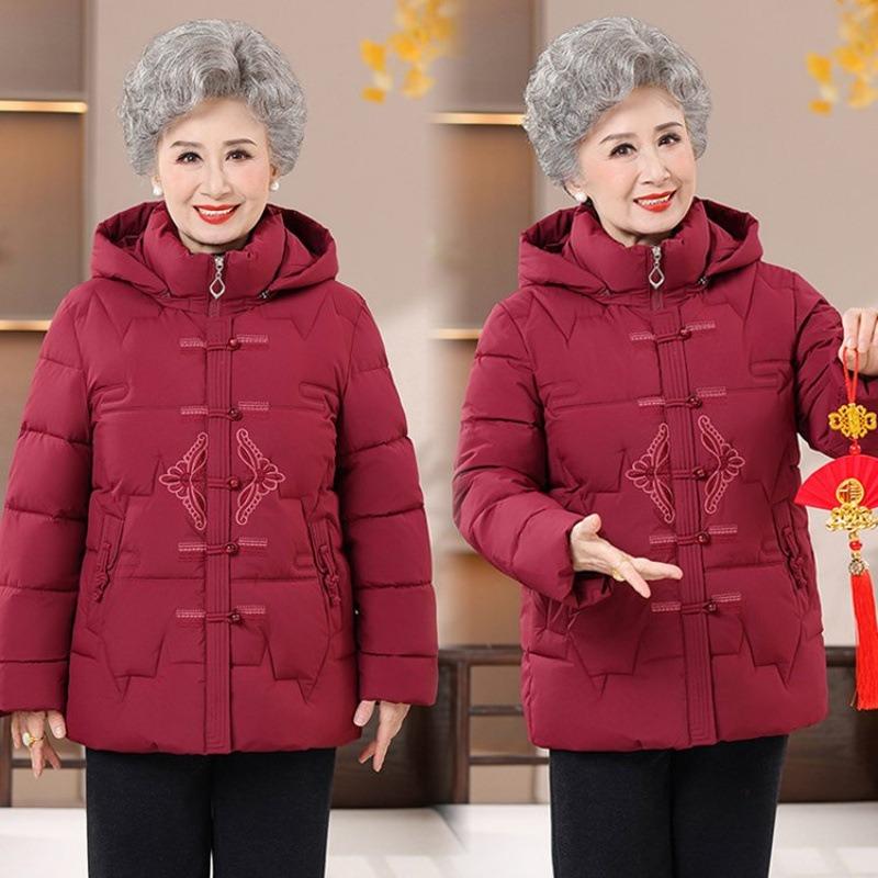 Winter down cotton-padded clothes women's down thickened cotton-padded clothes jacket old lady hooded cotton-padded jacket