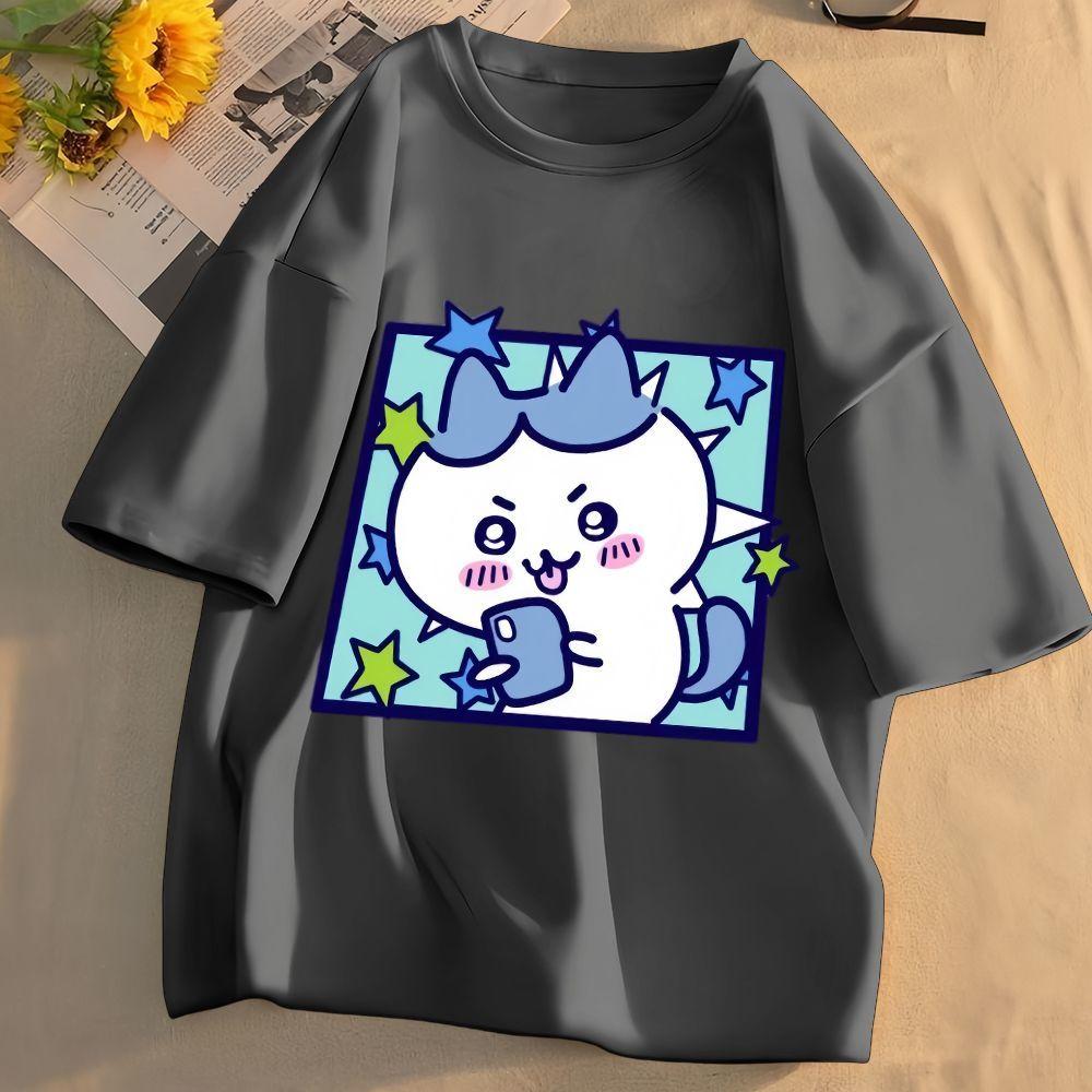 Унисекс Футболка с принтом Чиикавы Харадзюку Уличная Эстетика Графическая Футболка Манга из Японии Короткий Рукав Забавные Унисекс Топы Одежда S