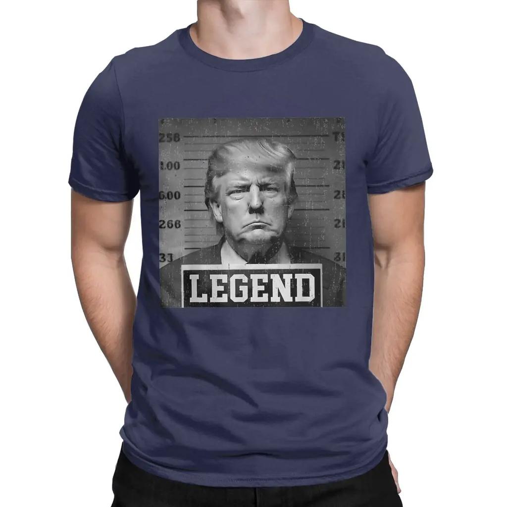 Lustige Trump 2024 Fahndungsfoto Präsident Legende T-Shirts Herren Rundhals Baumwolle T-Shirt Donald Kurzarm T-Shirt Bedruckte Oberteile